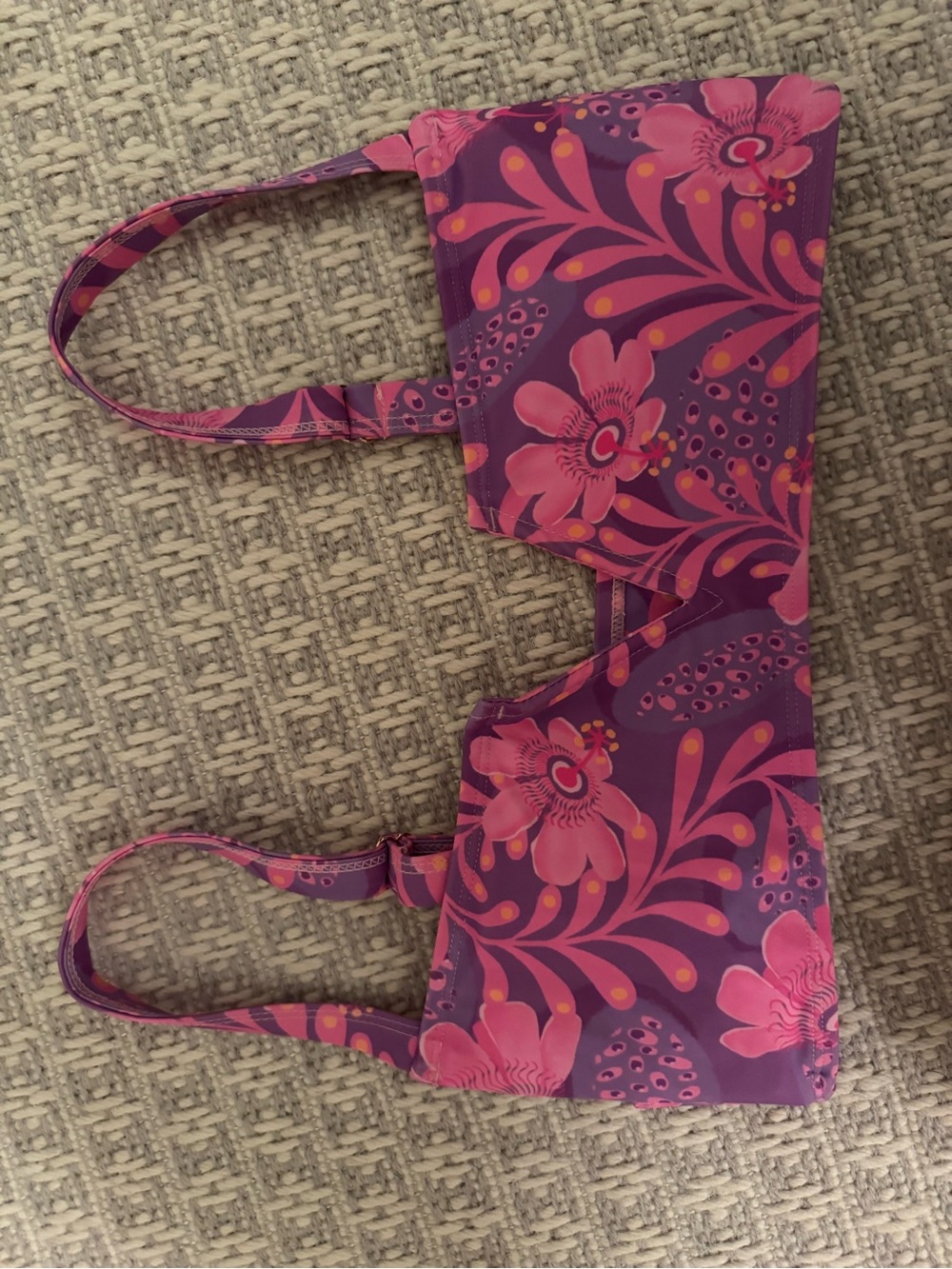 Purple & Pink Floral Bandeau Bikini Top - Women Swim Bikinis